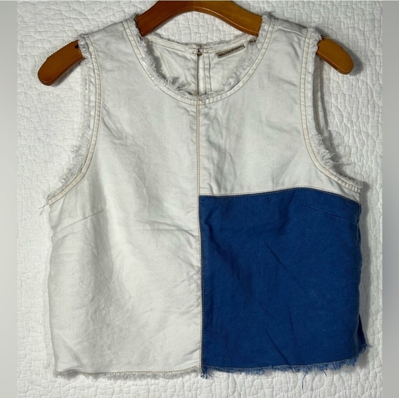 Holding Horses by Anthropologie Crop Denim Patchwork Frida Tank Top - Picture 7 of 7